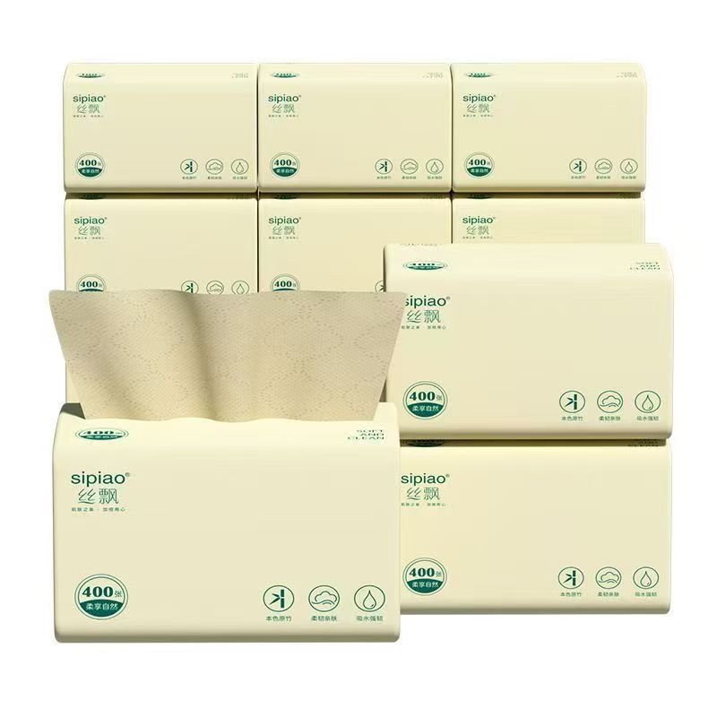 400张纸巾大包家用实惠装抽纸超厚餐巾纸整箱批发卫生面巾纸 抽、包 木浆色