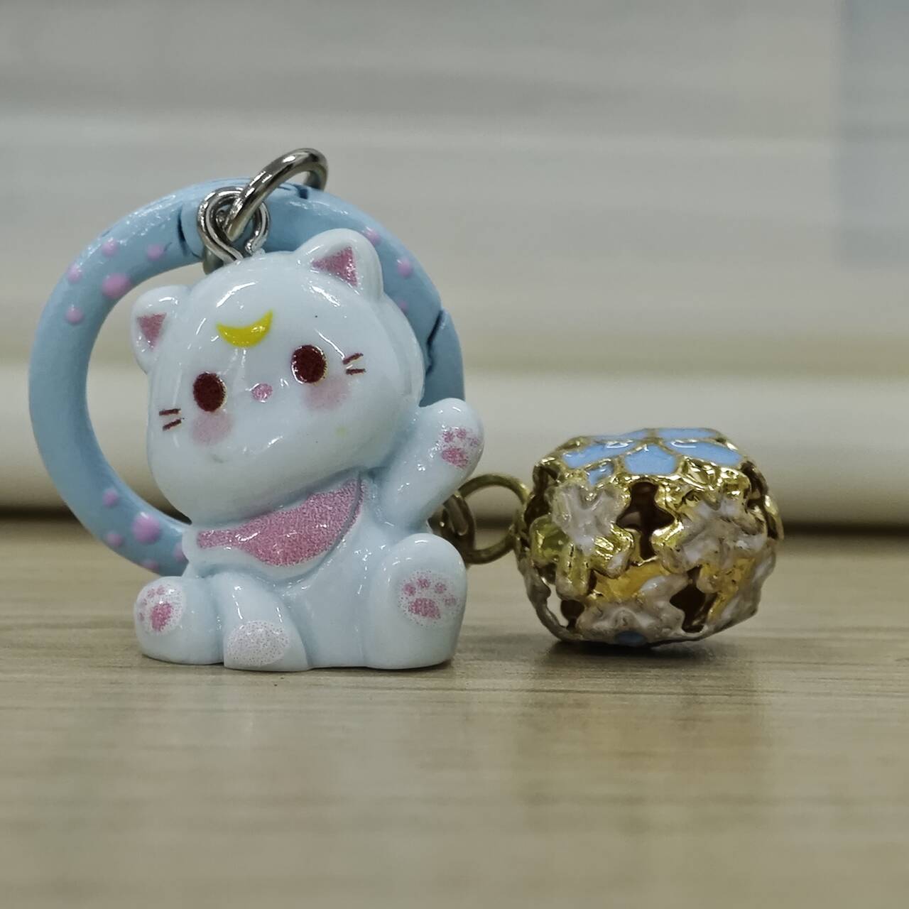 蓝色小巧ins风猫咪挂件 蓝色